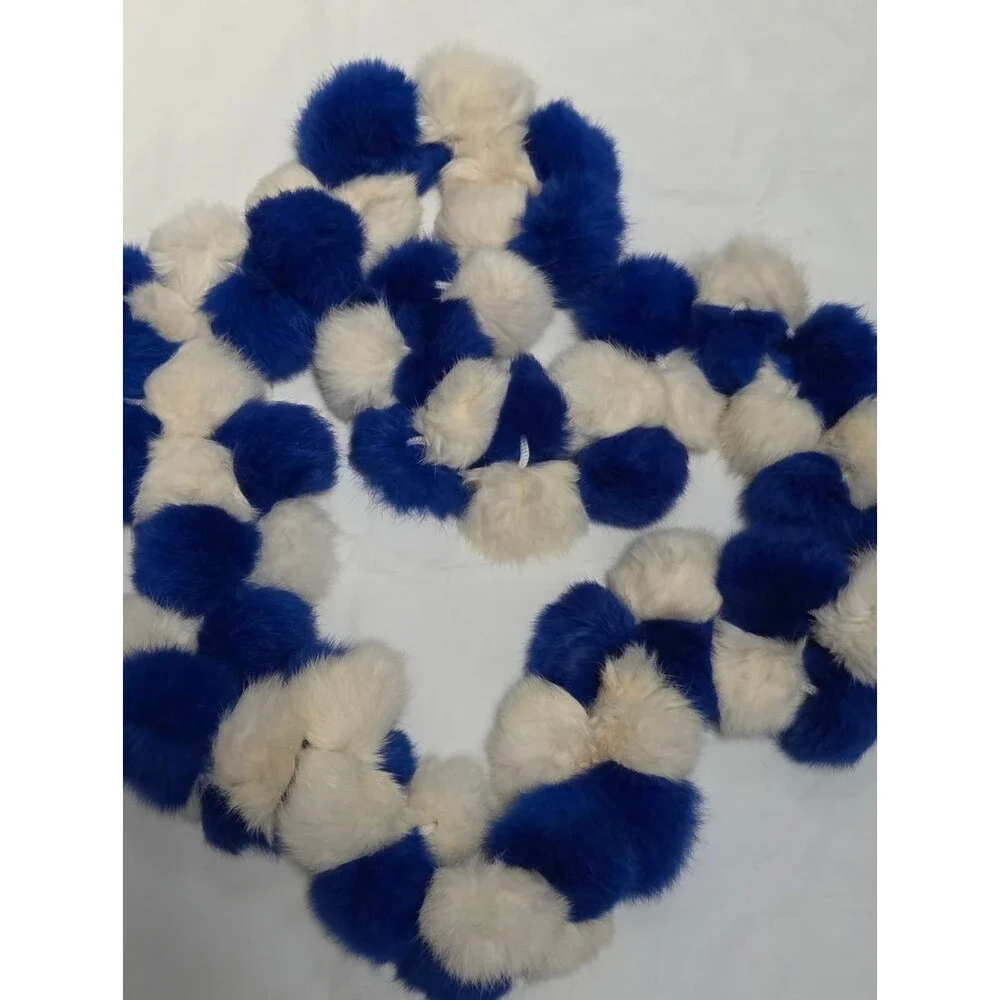 Cejon Rabbit Fur Pom Pom Infinity Scarf - Picture 2 of 7